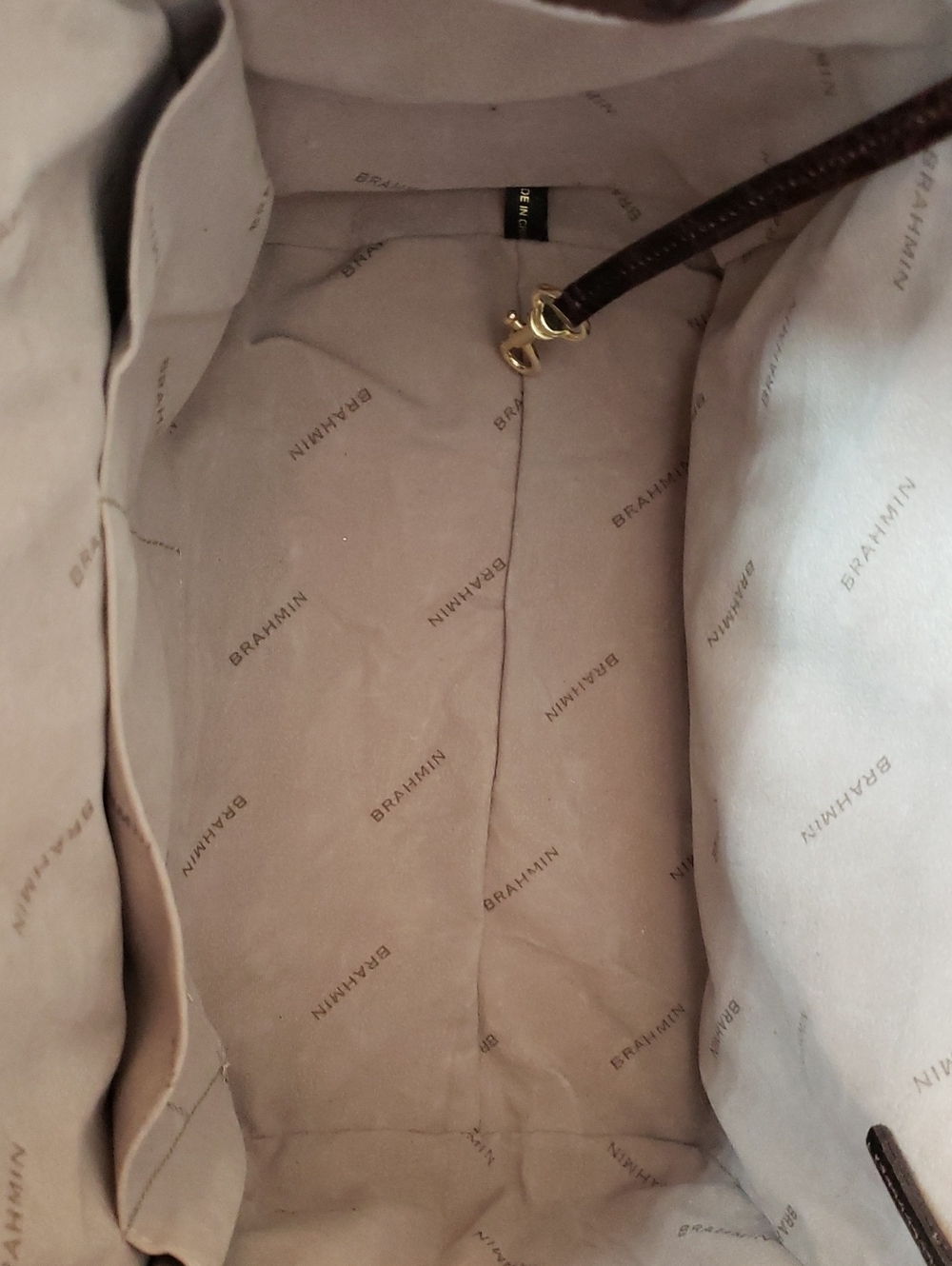 Brahmin MALIA Croc-Embossed Satchel with Gold Hardware in Rich Cocoa - Picture 7 of 9